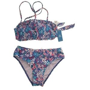 NWT Cupshe Womens Two Piece Bikini Set Mid Waisted Floral Size S